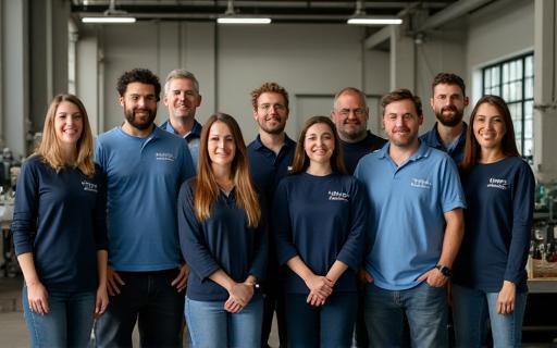 AquaLido Solutions team at factory in Florence